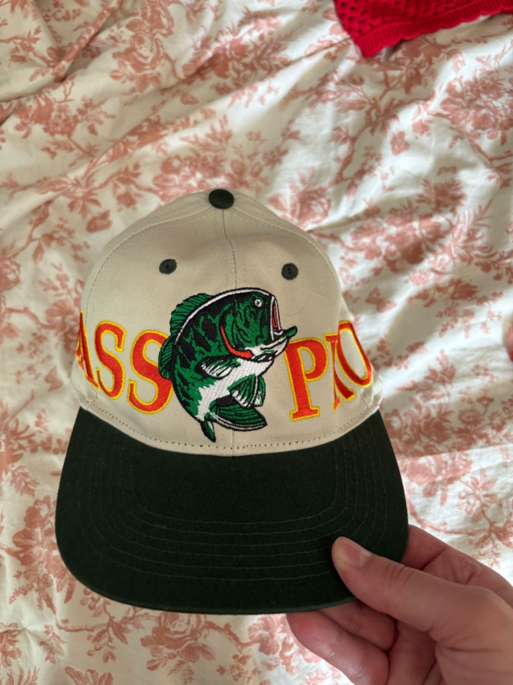Bass Pro Shops Beige & Dark Green Embroidered Bass Patch Cap